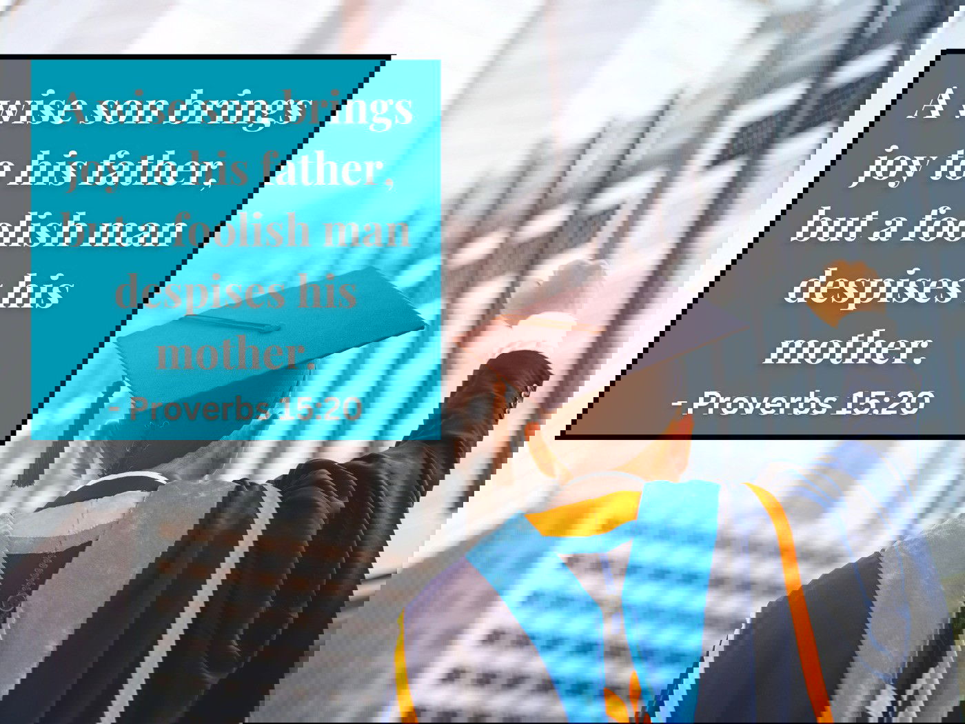 A wise son brings joy to his father,  but a foolish man despises his mother. - Proverbs 15:20