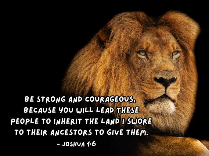 Be strong and courageous,  because you will lead these people to inherit the land I swore to their ancestors to give them.- Joshua 1:6