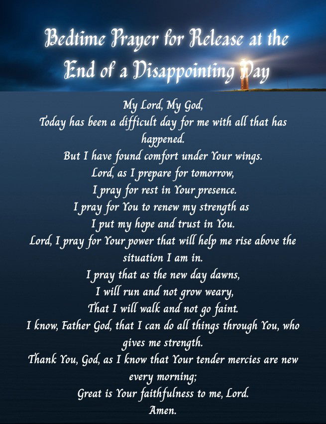 Bedtime Prayer for Release at the end of a disappointing day