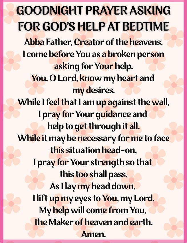 Goodnight prayer asking for God‘s Help at Bedtime