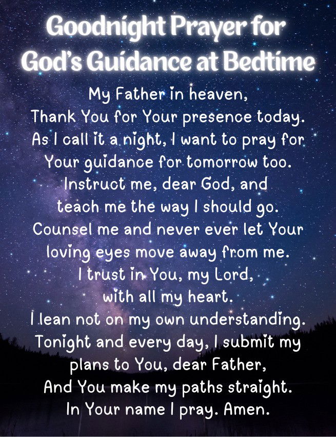 Goodnight Prayer for  God’s Guidance at Bedtime