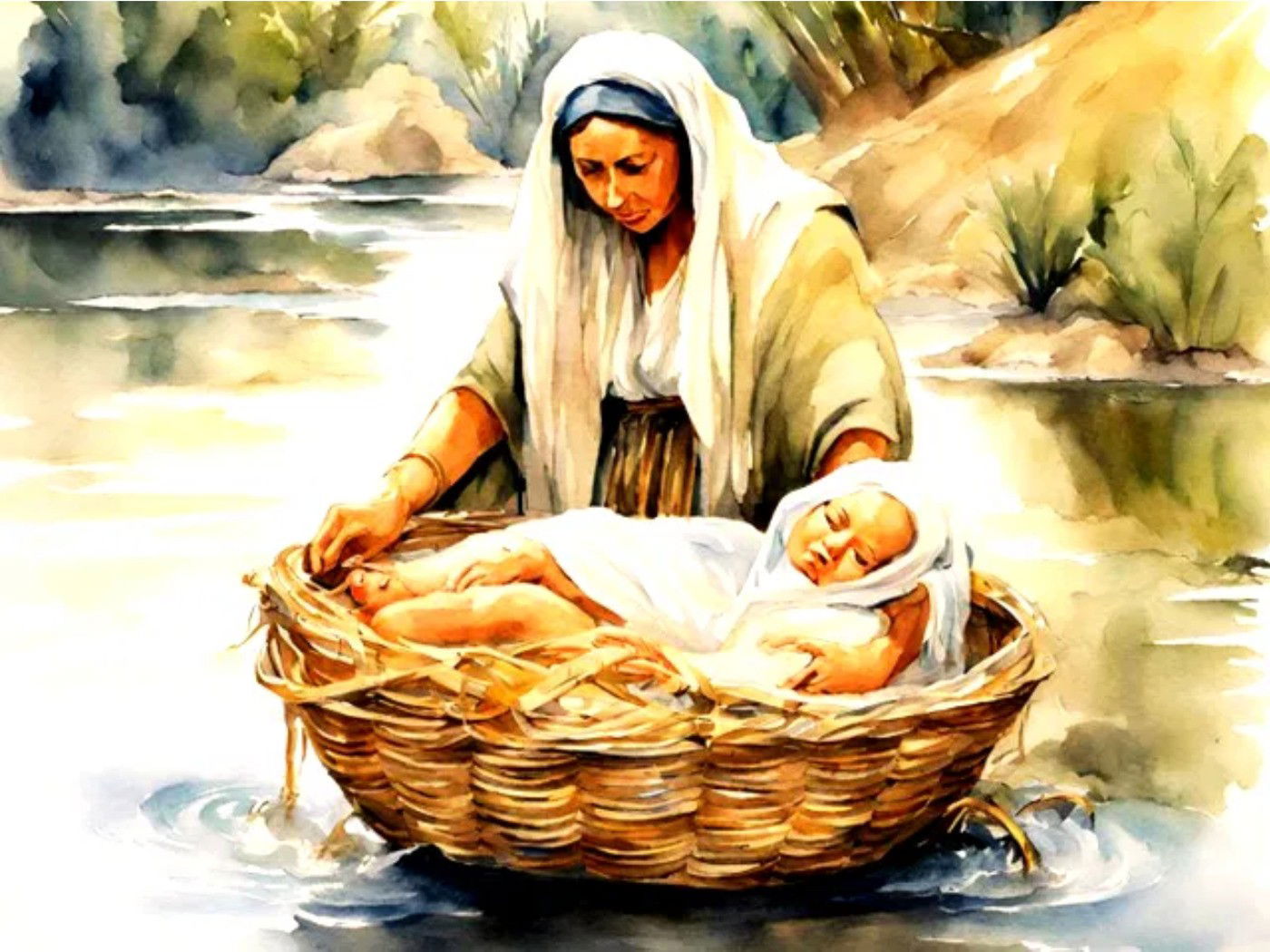 Jochebed placed Moses in a basket and left him in the Nile River.