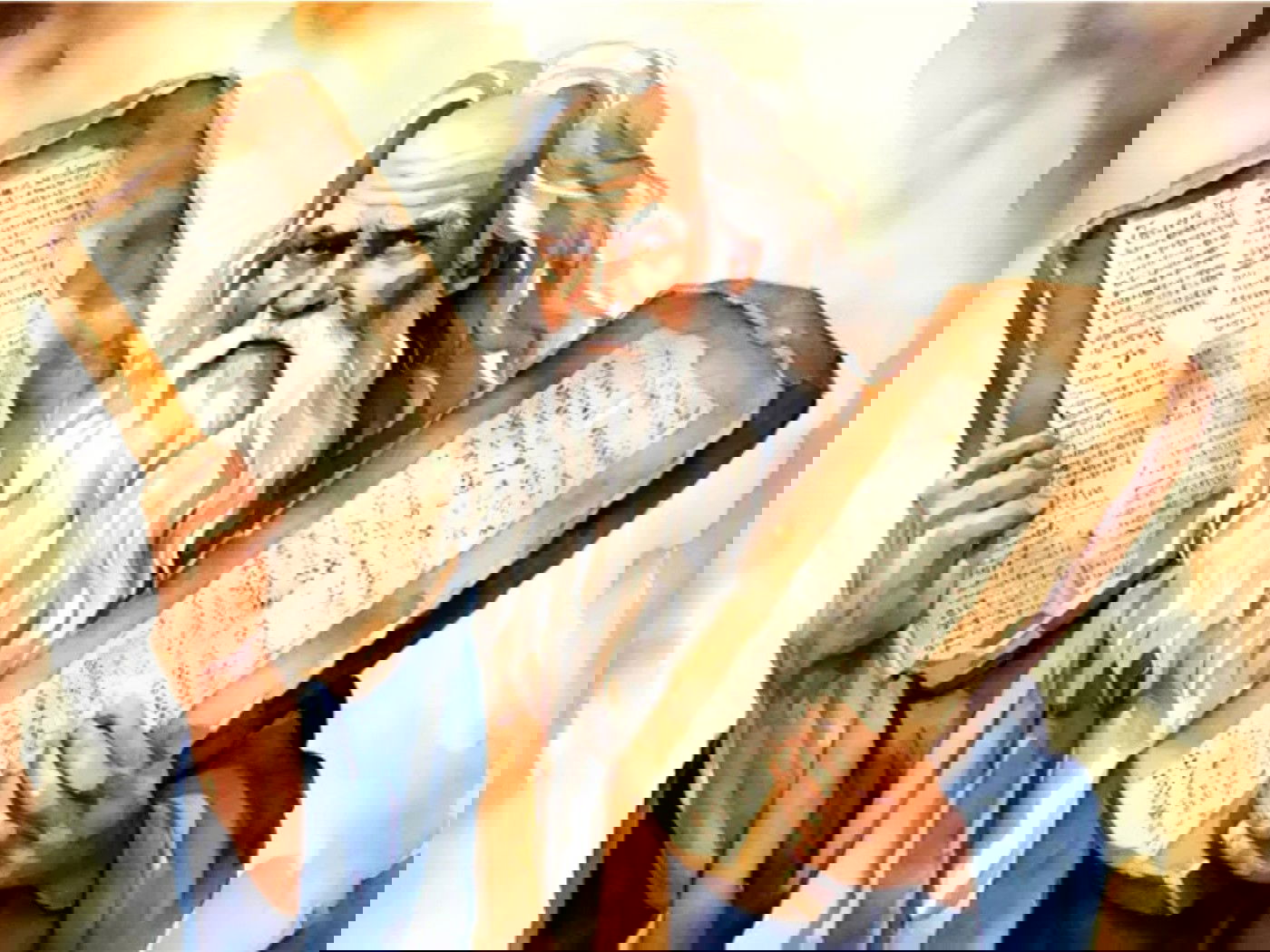 Moses holding the tablets of the Law - 10 Commandments