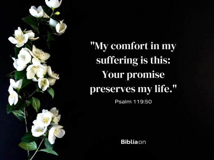 “My comfort in my suffering is this: Your promise preserves my life." Psalm 119:50