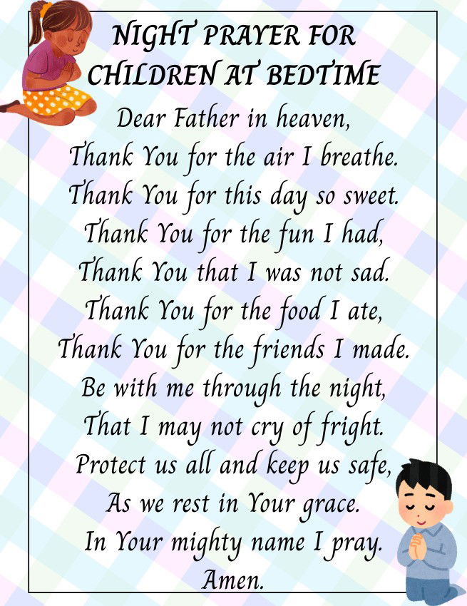Night Prayer for children at Bedtime