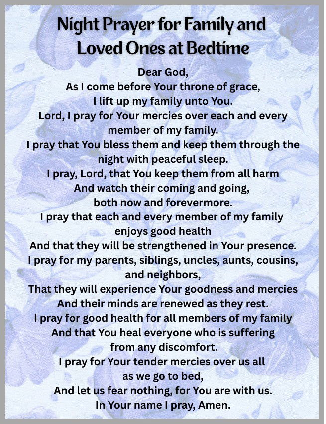 Night Prayer for Family and Loved Ones at Bedtime