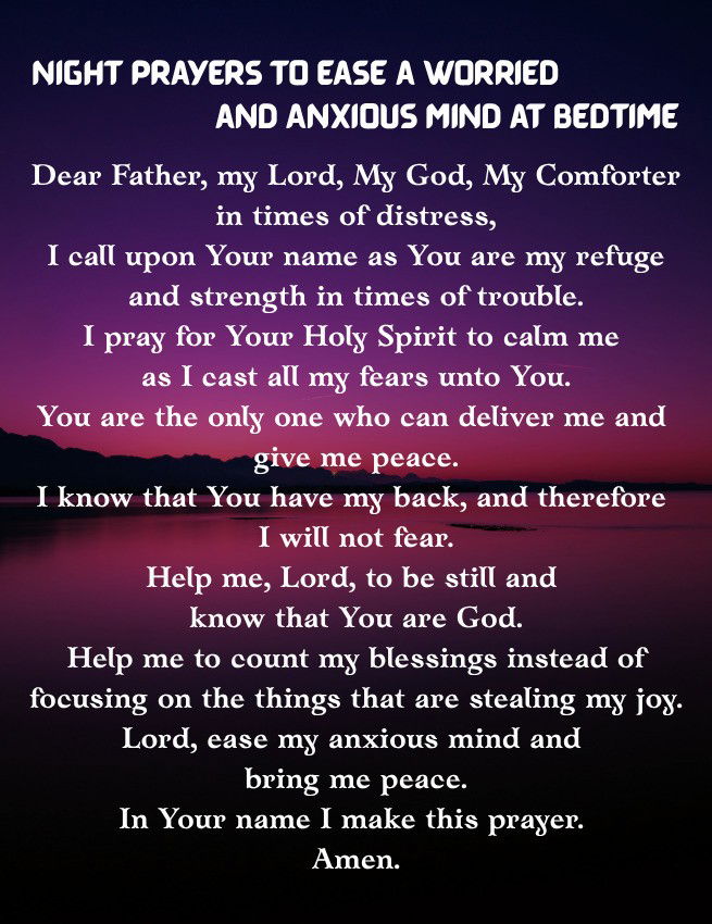 Night Prayers to ease a worried and anxious mind at bedtime