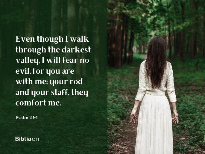 “Even though I walk through the darkest valley, I will fear no evil, for you are with me; your rod and your staff, they comfort me." - Psalm 23:4