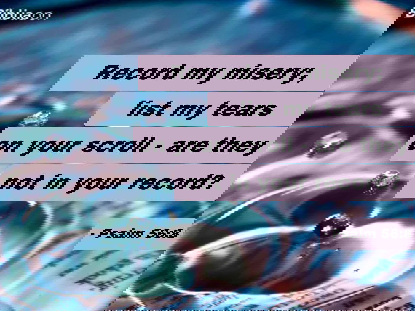 Record my misery, list my tears on your scroll - are they not in your record? - Psalm 56:8