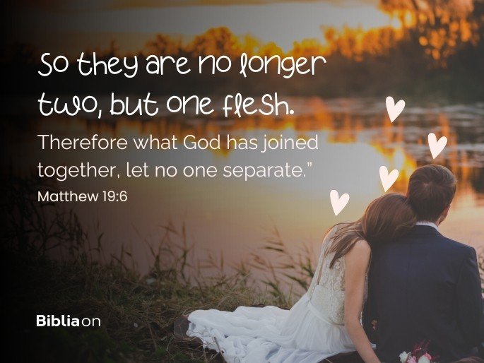 So they are no longer two, but one flesh. Therefore what God has joined together, let no one separate.”  Matthew 19:6
