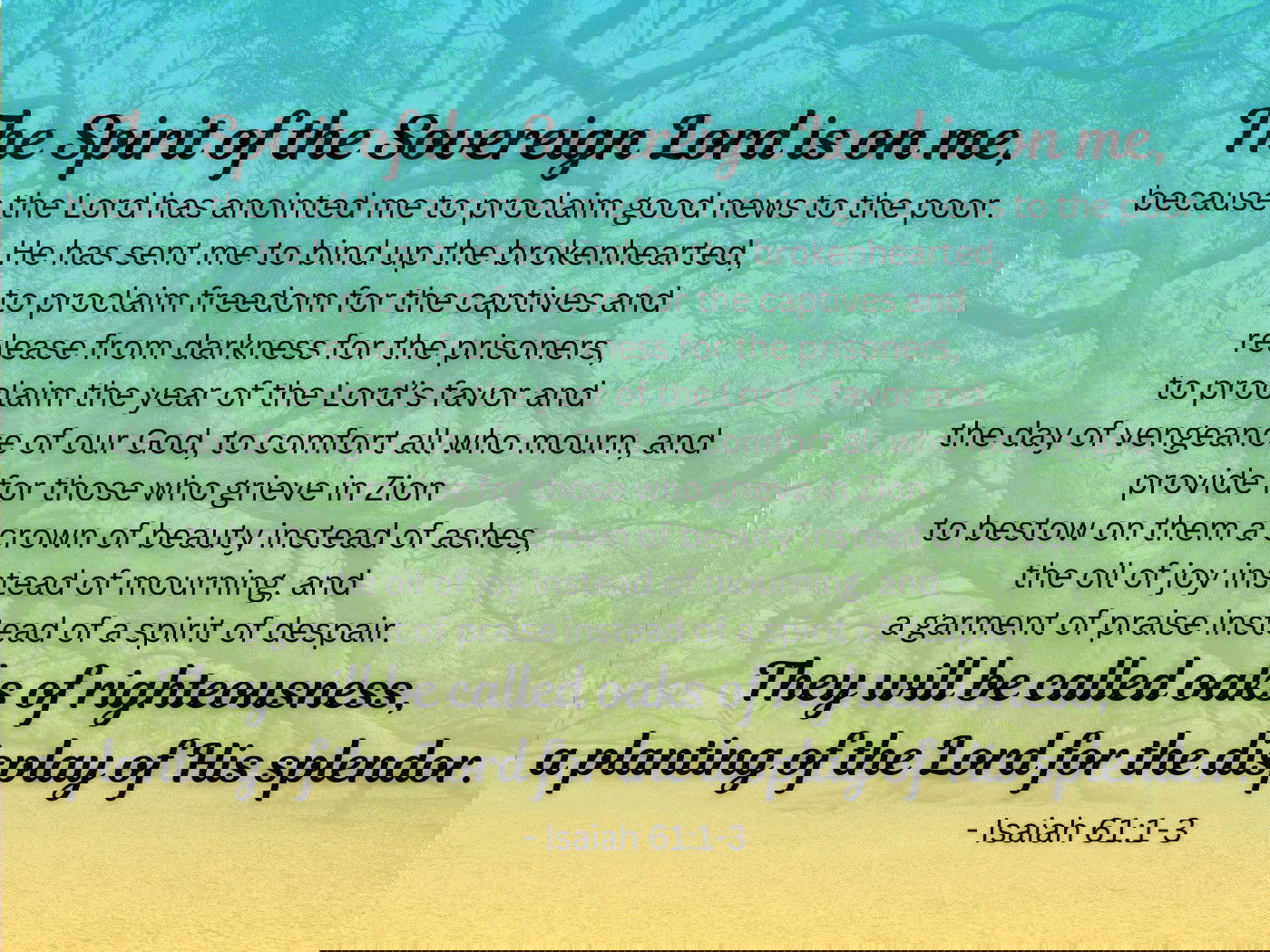 The Spirit of the Sovereign Lord is on me,