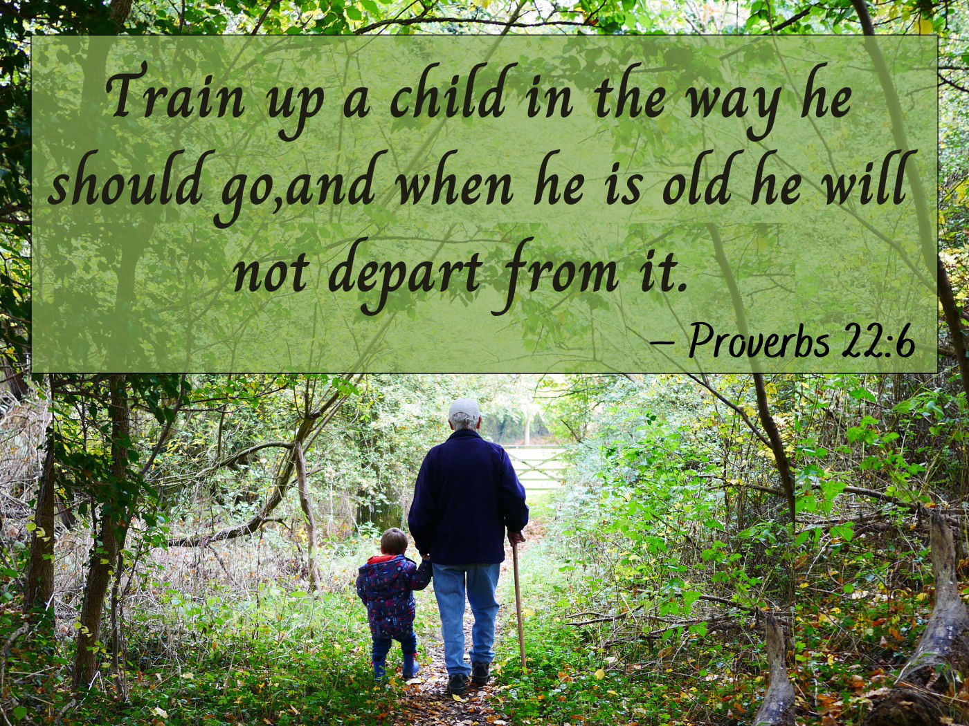 Train up a child in the way he should go,and when he is old he will not depart from it.  Proverbs 22:6