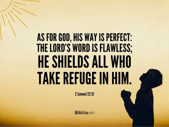 “As for God, his way is perfect: The Lord’s word is flawless; he shields all who take refuge in him."  2 Samuel 22:31