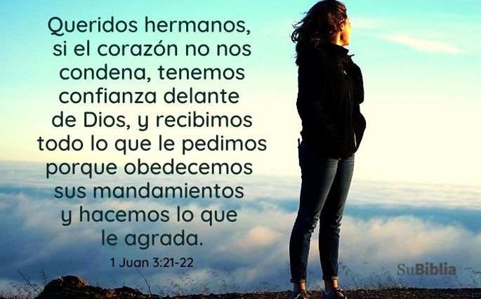Queridos hermanos, si el corazón no nos condena, tenemos confianza delante de Dios, y recibimos todo lo que le pedimos porque obedecemos sus mandamientos y hacemos lo que le agrada. (1 Juan 3:21-22)