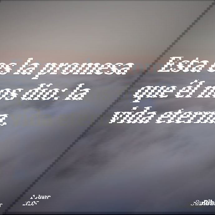 Esta es la promesa que él nos dio: la vida eterna. --- 1 Juan 2:25