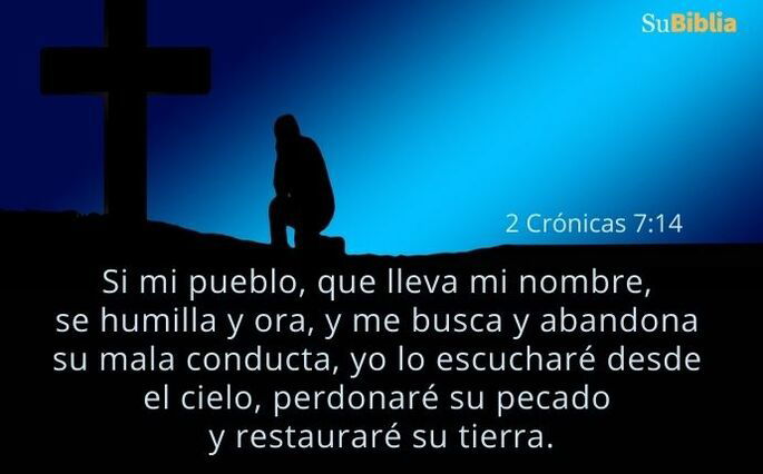 Si mi pueblo, sobre el cual se invoca mi nombre, se humilla y ora, y busca mi rostro, y se aparta de sus malos caminos, yo lo escucharé desde los cielos, perdonaré sus pecados y sanaré su tierra. (2 Crónicas 7:14)