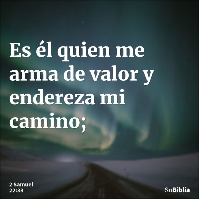 Es él quien me arma de valor y endereza mi camino; --- 2 Samuel 22:33