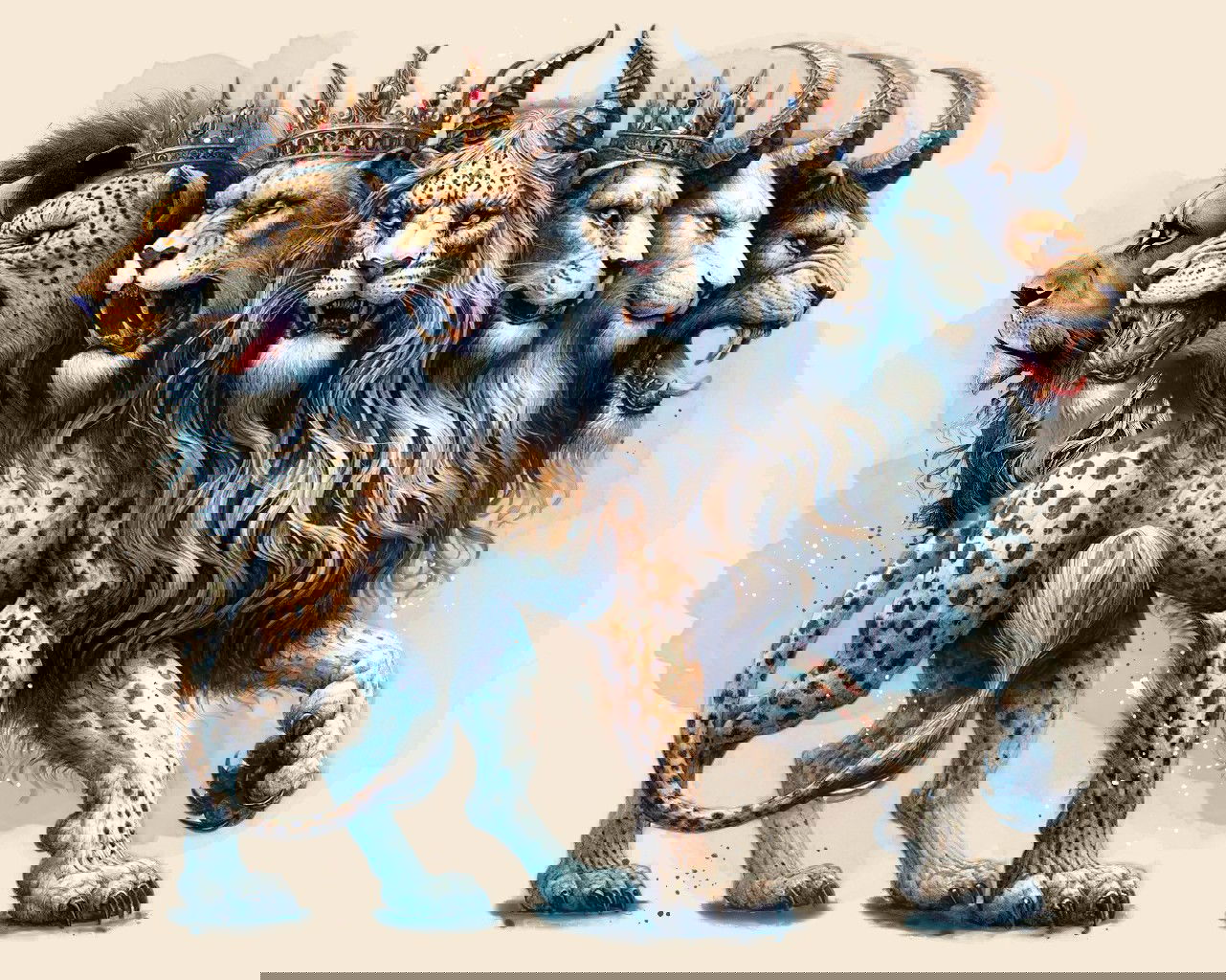 Imagen de la bestia con siete cabezas, asociada con el anticristo.