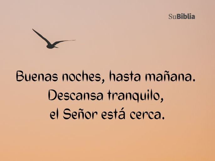 Buenas noches, hasta mañana. Descansa tranquilo, el Señor está cerca.