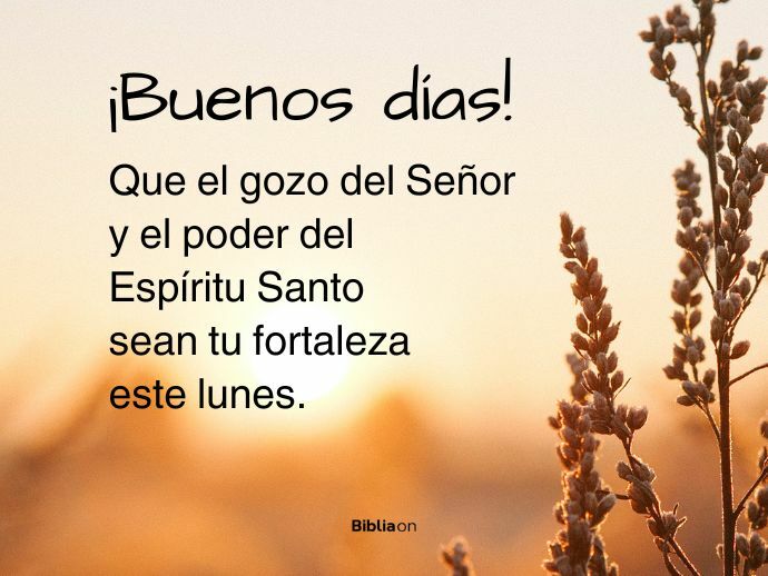 ¡Buenos días! Que el gozo del Señor y el poder del Espíritu Santo sean tu fortaleza este lunes.