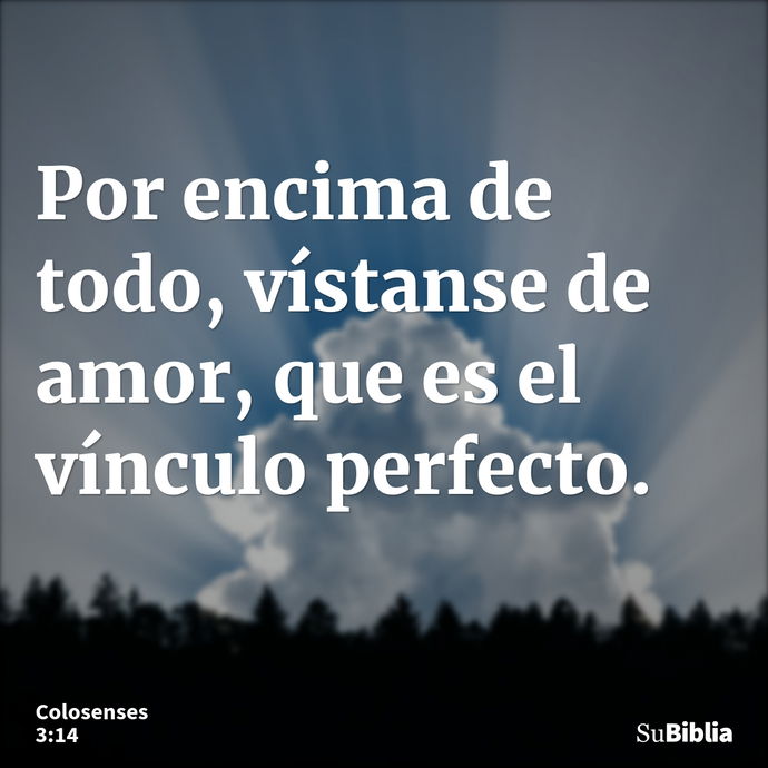 Por encima de todo, vístanse de amor, que es el vínculo perfecto. --- Colosenses 3:14