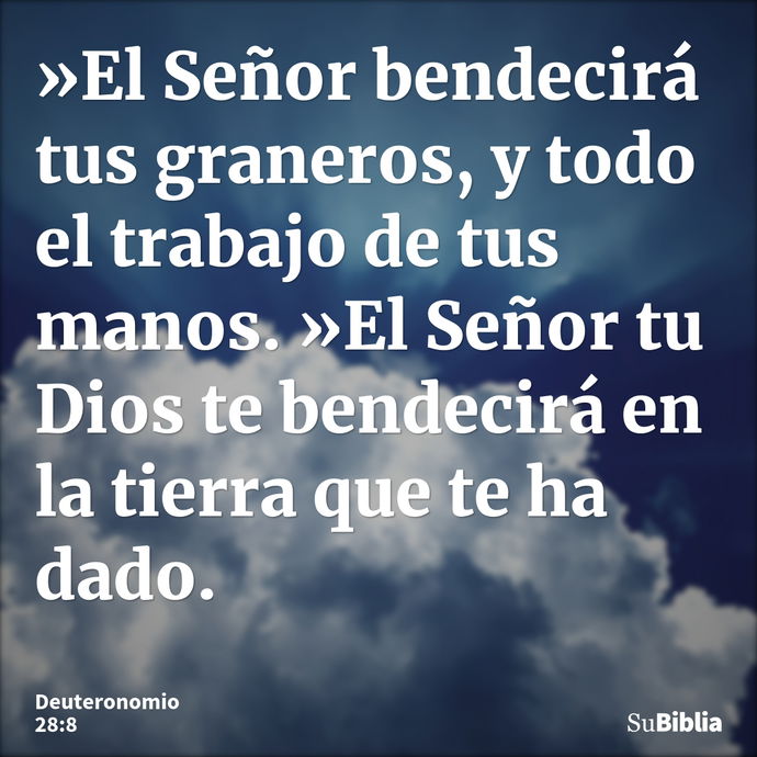 »El Señor bendecirá tus graneros, y todo el trabajo de tus manos. »El Señor tu Dios te bendecirá en la tierra que te ha dado. --- Deuteronomio 28:8