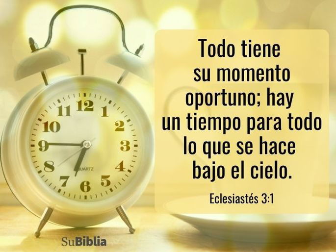 Todo tiene su momento oportuno; hay un tiempo para todo lo que se hace bajo el cielo. (Eclesiastés 3:1)