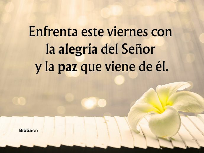 Enfrenta este viernes con la alegría del Señor y la paz que viene de él.