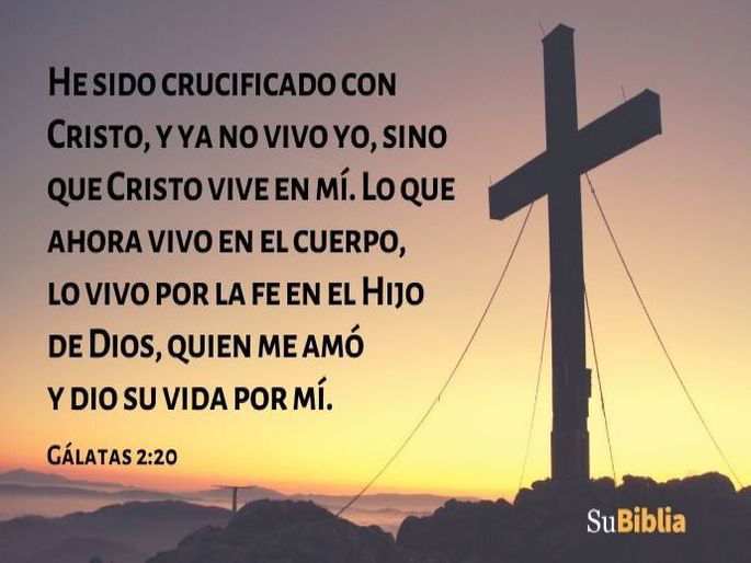 He sido crucificado con Cristo, y ya no vivo yo, sino que Cristo vive en mí. Lo que ahora vivo en el cuerpo, lo vivo por la fe en el Hijo de Dios, quien me amó y dio su vida por mí. (Gálatas 2:20)