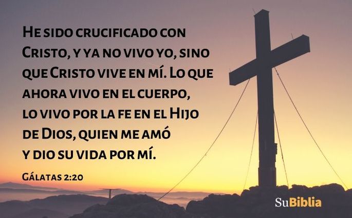 He sido crucificado con Cristo, y ya no vivo yo, sino que Cristo vive en mí. Lo que ahora vivo en el cuerpo, lo vivo por la fe en el Hijo de Dios, quien me amó y dio su vida por mí. (Gálatas 2:20)