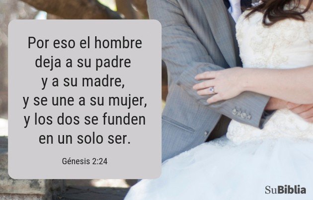 Por eso el hombre deja a su padre y a su madre, y se une a su mujer, y los dos se funden en un solo ser. (Génesis 2:24)