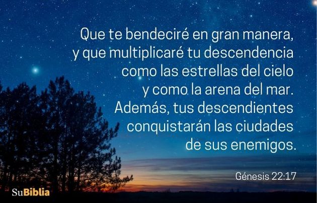 Que te bendeciré en gran manera, y que multiplicaré tu descendencia como las estrellas del cielo y como la arena del mar. Además, tus descendientes conquistarán las ciudades de sus enemigos. (Génesis 22:17)