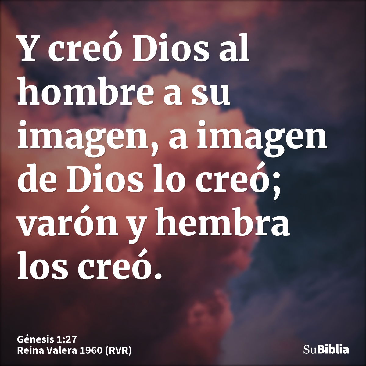 Y creó Dios al hombre a su imagen, a imagen de Dios lo creó; varón y hembra los creó.