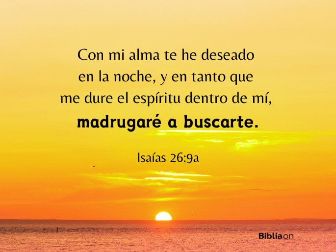 Con mi alma te he deseado en la noche, y en tanto que me dure el espíritu dentro de mí, madrugaré a buscarte. (Isaías 26:9a)