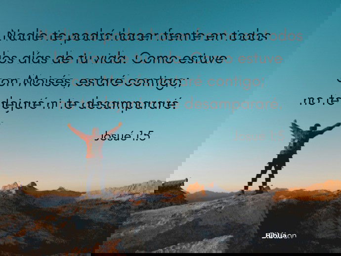 Nadie te podrá hacer frente en todos los días de tu vida. Como estuve con Moisés, estaré contigo; no te dejaré ni te desampararé. (Josué 1:5)