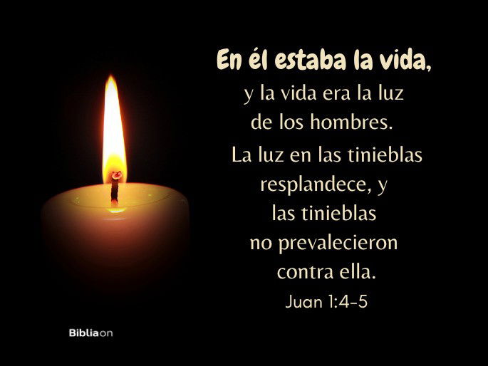 En él estaba la vida, y la vida era la luz de los hombres. La luz en las tinieblas resplandece, y las tinieblas no prevalecieron contra ella. (Juan 1:4-5)