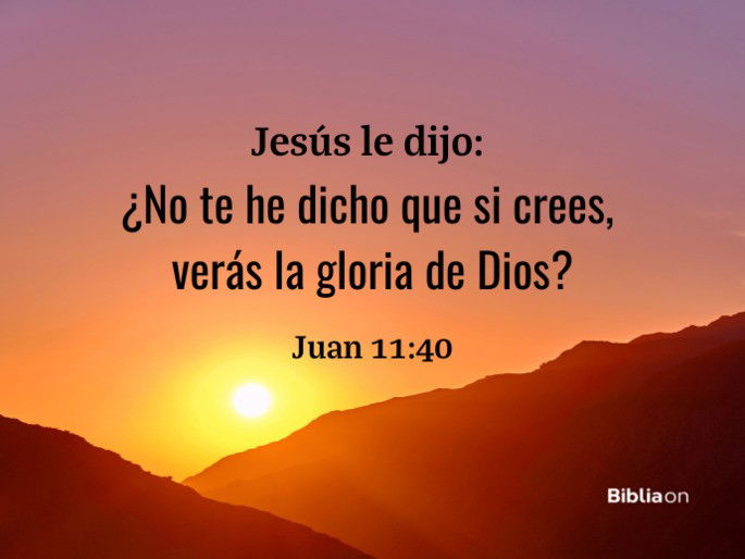 Jesús le dijo: ¿No te he dicho que si crees, verás la gloria de Dios? (Juan 11:40)