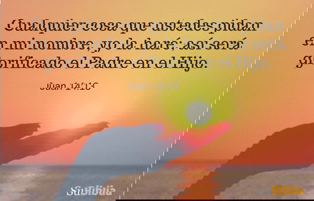 Cualquier cosa que ustedes pidan en mi nombre, yo la haré; así será glorificado el Padre en el Hijo. (Juan 14:13)