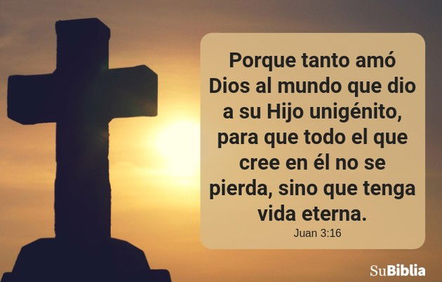 Porque tanto amó Dios al mundo que dio a su Hijo unigénito, para que todo el que cree en él no se pierda, sino que tenga vida eterna. -Juan 3:16