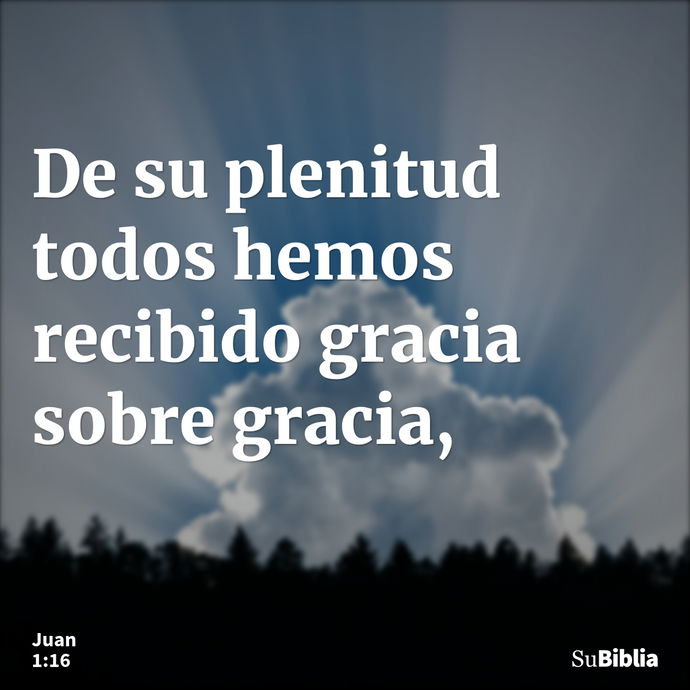 De su plenitud todos hemos recibido gracia sobre gracia, --- Juan 1:16