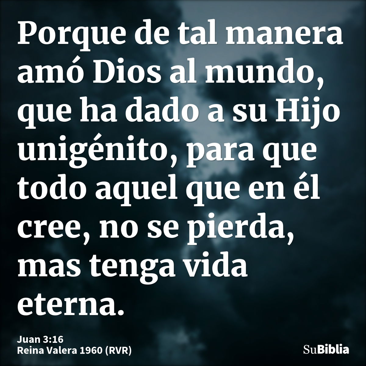 Porque de tal manera amó Dios al mundo, que ha dado a su Hijo unigénito, para que todo aquel que en él cree, no se pierda, mas tenga vida eterna.