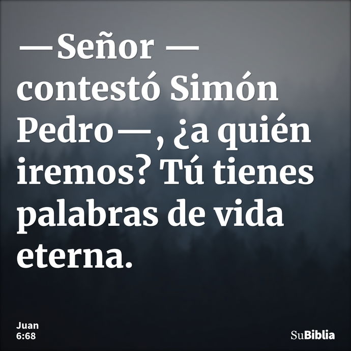 —Señor —contestó Simón Pedro—, ¿a quién iremos? Tú tienes palabras de vida eterna. --- Juan 6:68