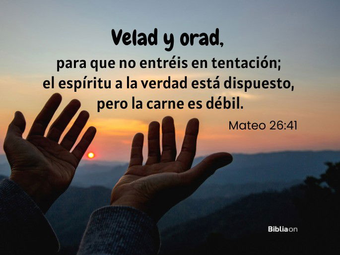 Velad y orad, para que no entréis en tentación; el espíritu a la verdad está dispuesto, pero la carne es débil. (Mateo 26:41)