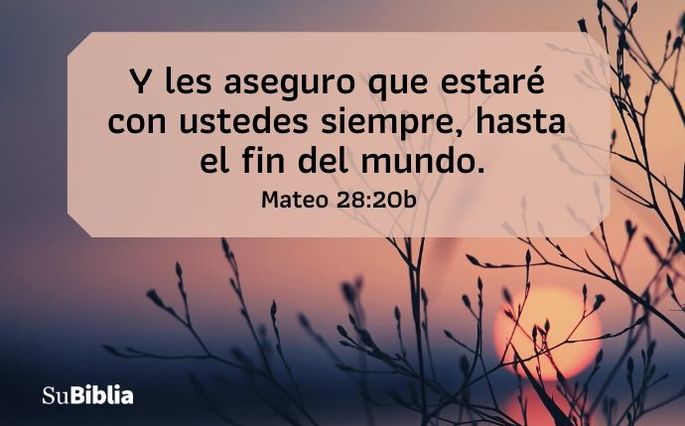 Y les aseguro que estaré con ustedes siempre, hasta el fin del mundo. (Mateo 28:20b)