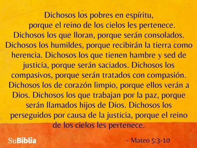Mateo 5:3-10, las bienaventuranzas