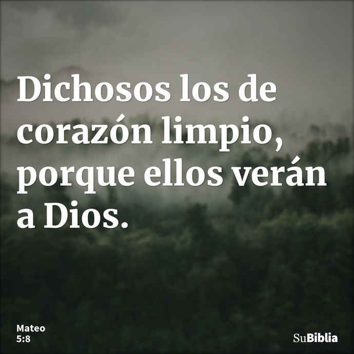 Dichosos los de corazón limpio, porque ellos verán a Dios. --- Mateo 5:8