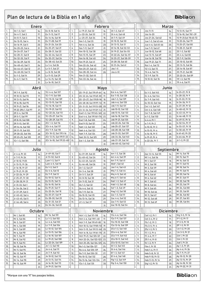 Plan de lectura en un ano