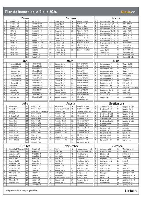 Plan de lectura de la Biblia para 2026