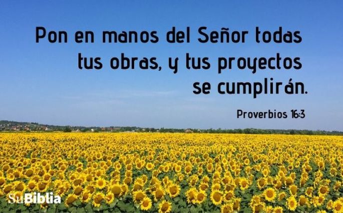 Pon en manos del Señor todas tus obras, y tus proyectos se cumplirán. (Proverbios 16:3)