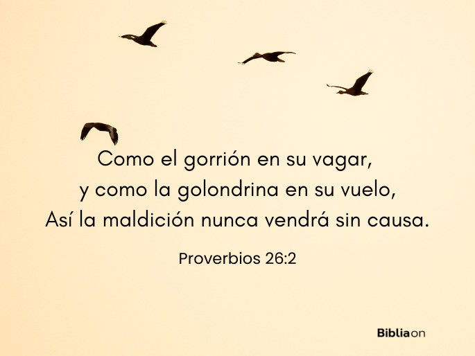 Como el gorrión en su vagar, y como la golondrina en su vuelo, Así la maldición nunca vendrá sin causa. (Proverbios 26:2)